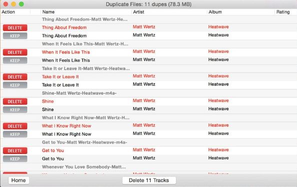 iTunes duplicate remover