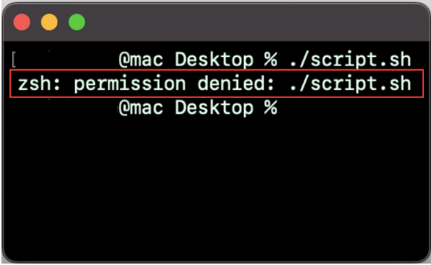 Zsh permission denied in macOS Terminal